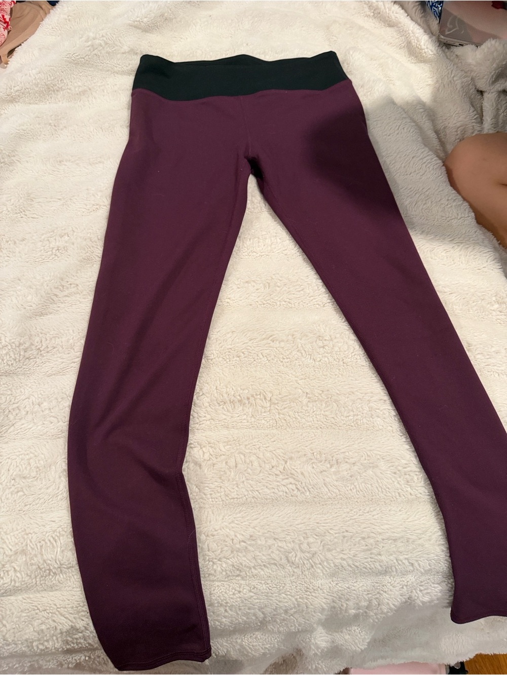 Fabletics Plum Leggings with Black Waistband